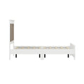 4 Pieces Bedroom Sets, Full Size Farmhouse Platform Bed With Wooden Strip Decoration, Storage Nightstand And Dresser With Metal Handle, White Full White 4 Piece Set Particle Board