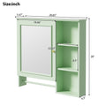 Wall Mounted Bathroom Storage Cabinet, Medicine Cabinets With Large Mirror Door, Adjustable Shelves And Three Open Storage Levels Not Include Bathroom Vanity Green 1 5 Mirror Included Bathroom Wall Mounted Mdf Glass Painted