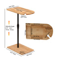 Couch Tray Table Bamboo Height Adjustable Side Table For Sofa C Shaped Oval End Tables With Slots For Bed & Chairs In Living Room & Bedroom Oval Rectangle Natural Height Adjustable & Standing Desks Primary Living Space Farmhouse Manual Freestanding Oval
