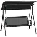 Outsunny 3 Seat Outdoor Patio Swing Chair With Removable Cushion, Steel Frame Stand And Adjustable Tilt Canopy For Patio, Garden, Poolside, Balcony, Backyard, Black 1 Black Steel