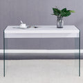 The Top Of The Coffee Table Is Made Of Mdf And White Stickers, And The Sides Are Clear Tempered Glass. The Design Is Simple And Elegant, And The Structure Is Strong. White Mdf Glass