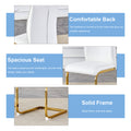 Luxury Simple Arch Chair Set Of 4 White Pu Material High Resilience Dining Chair With Arched Metal Gold Leg. White Gold Metal,Pu