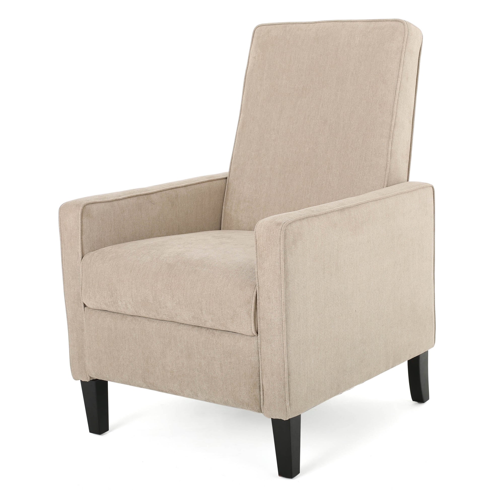 Minimalist Natural Linen Fabric Push Back Chair Natural Fabric