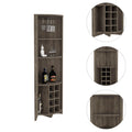 Essential Corner Bar Cabinetthree Shelves, Eight Built In Wine Rack, Two Side Shelves Dark Brown Dark Brown Dining Room Modern Shelves Included Particle Board