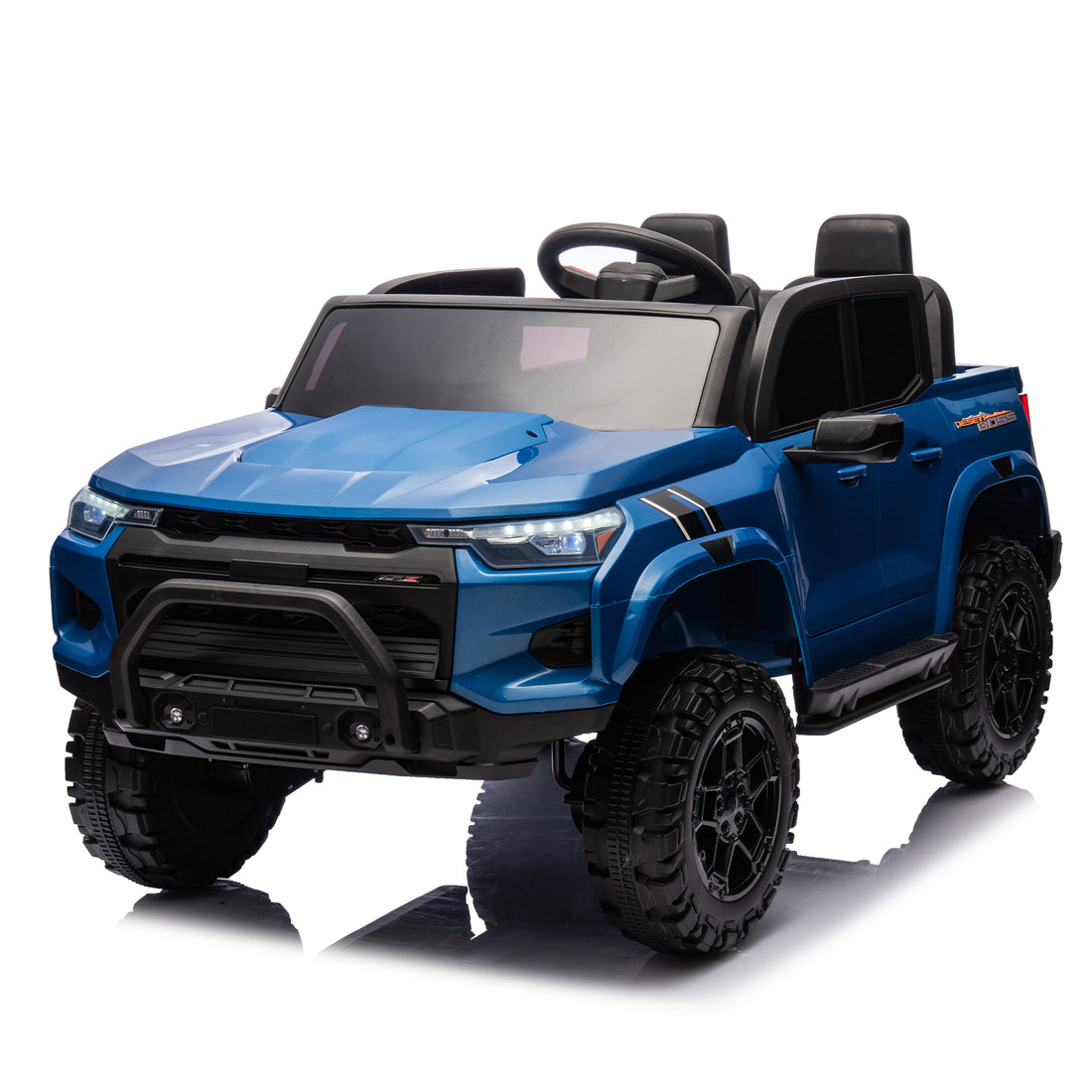 24V10A Two Seater Kids Ride On Electric Pickup, Kids Ride On Toy W Parents Remote Control,4Wd 800W Motors,Two Safety Belts,High Gate Safety Design,Usb,Bluetooth, Speed 2.49 3.73Mph For Kids Aged 3 . Blue 50 99 Lbs Polypropylene