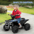 Qaba Kids Atv Quad, 6V Ride On Toy With 1.6Mph Max Speed, Rechargeable Battery, 4 Wheeler Battery Powered With Lights, Forward & Reverse For Toddlers, Black Black Polypropylene