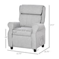 Qaba Kids Recliner Chair Children Sofa Angle Adjustable Single Lounger Armchair Gaming Chair With Footrest 2 Side Pockets For 3 5 Years, Light Grey Light Grey Wood