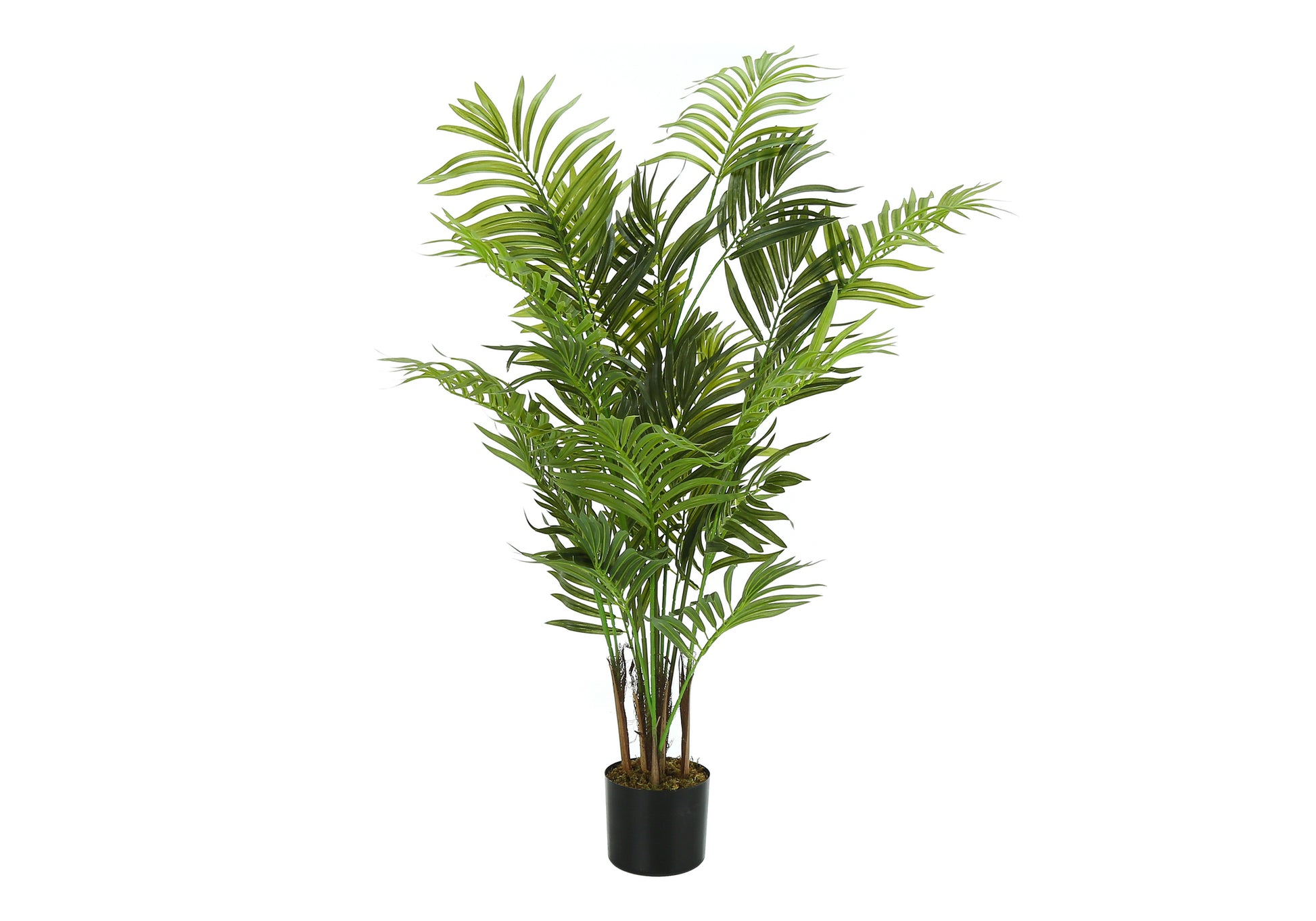 Artificial Plant, 47" Tall, Areca Palm Tree, Indoor, Faux, Fake, Floor, Greenery, Potted, Real Touch, Decorative, Green Leaves, Black Pot Green Plastic