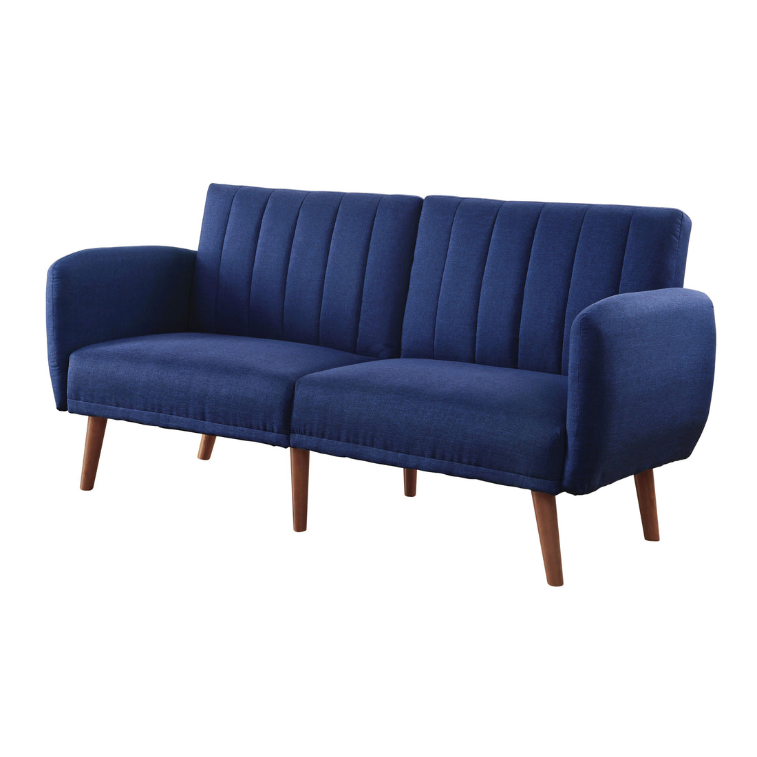 Blue And Walnut Upholstered Adjustable Sofa Blue Linen Wood Primary Living Space Split Back Modern Eucalyptus Foam Linen 2 Seat