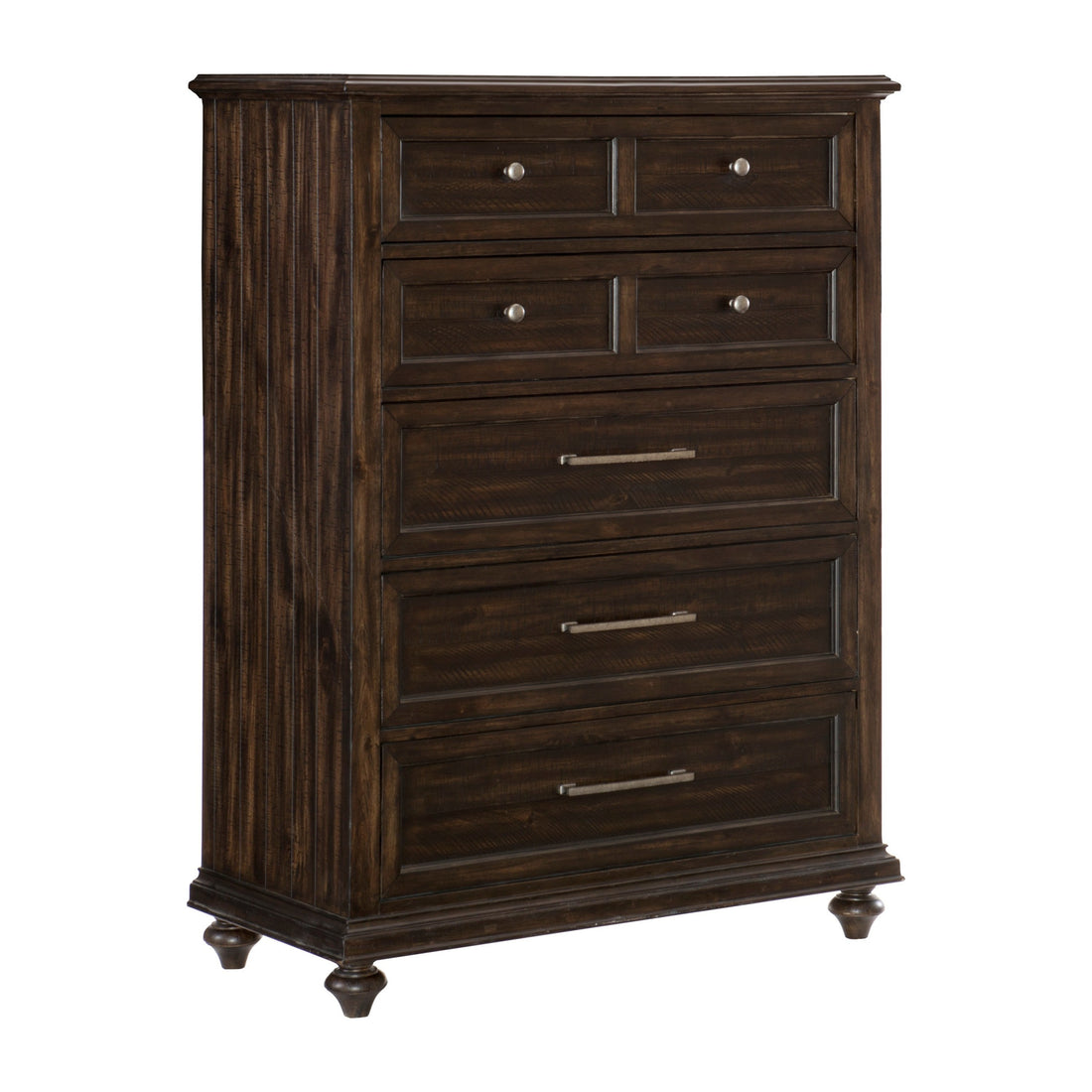 Solid Transitional Style Bedroom 1Pc Chest Of Drawers Driftwood Charcoal Finish Wooden Furniture Traditional Framing Brown Mix Bedroom Transitional Wood