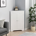 Floor Corner Cabinet With 2 Doors And Adjustable Shelves, Freestanding Narrow Cabinet Organizer, Corner Storage Cabinets For Bathroom, Kitchen, Living Room, Or Bedroom, White White 1 Mdf