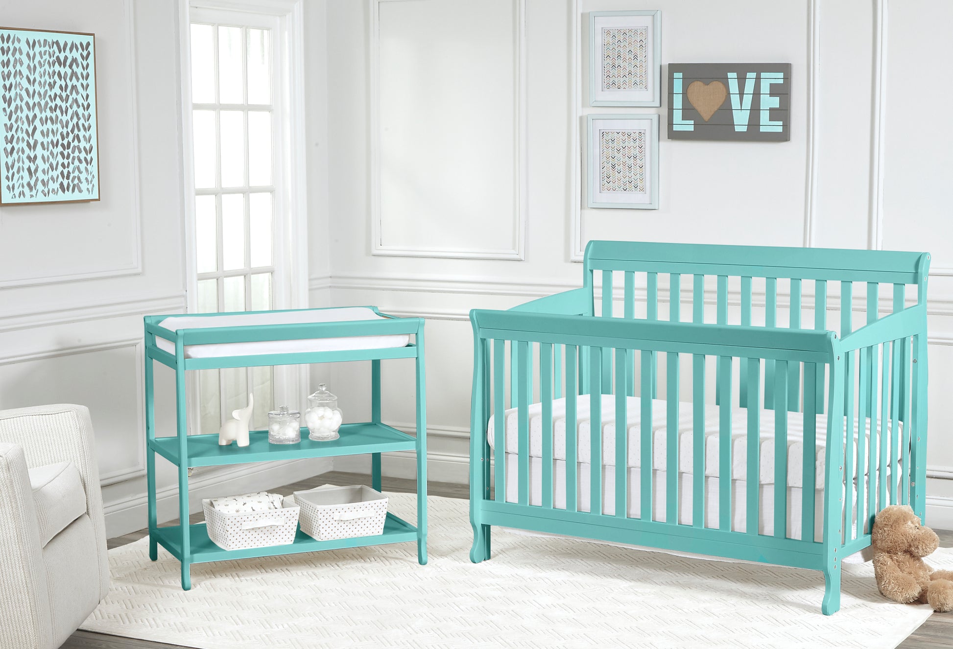 Riley Toddler Guard Rail Turquoise Turquoise Wood