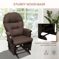 Homcom Nursery Glider Rocking Chair With Ottoman, Thick Padded Cushion Seating And Wood Base, Brown Brown Polyester