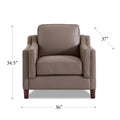 Bella Top Grain Leather Chair Brown Primary Living Space Mid Century Modern Eucalyptus Down Filling Leather