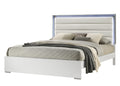 Olivia Contemporary Style 4 Pc Queen Bedroom Set With Led Headboard Made With Wood In White Box Spring Required Queen White Wood 4 Piece Set Bedroom Bed Included,Dresser Included,Mirror