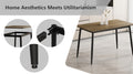 Modern Minimalist Wood Grain Tabletop Dining Table, Stylish Dining Table, Kitchen Dining Table, Sturdy And Durable, Easy To Assemble, Black Metal Leg Design, Suitable For 4 6 People, Suitable For