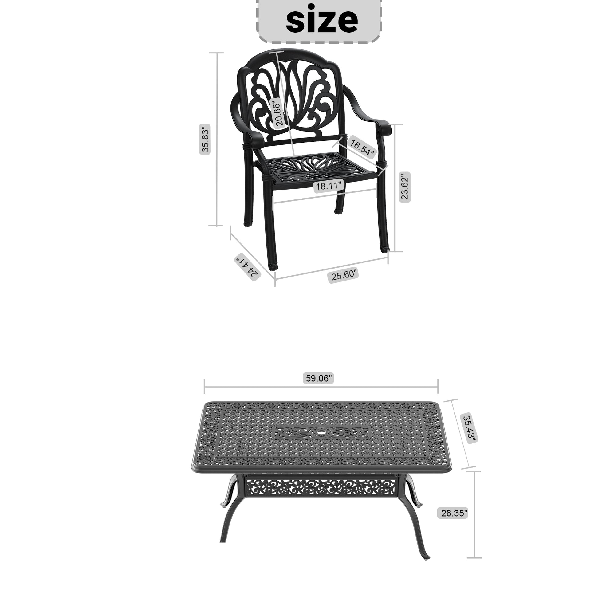 Cushions In Random Colors 5 Piece Set Of Cast Aluminum Patio Furniture With Cushions Yes Dining Set Black Seats 4 Rust Resistant Frame Water Resistant Cushion Garden & Outdoor Complete Patio Sets Aluminium