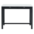 3 Piece Modern Faux Marble Versatile Bar Table Set With Storage Drawers And Padded Stools, Ideal For Space Saving Dining Nooks Or Small Kitchens Black Black Solid Wood Mdf