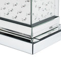 11.8'' Silver Square Mirrored End Table With Led Lights, Modern Side Table With Crystal Inlay For Living Room, No Assembly Required Silver Mirrored Finish Luxury,Modern Square Mdf Glass