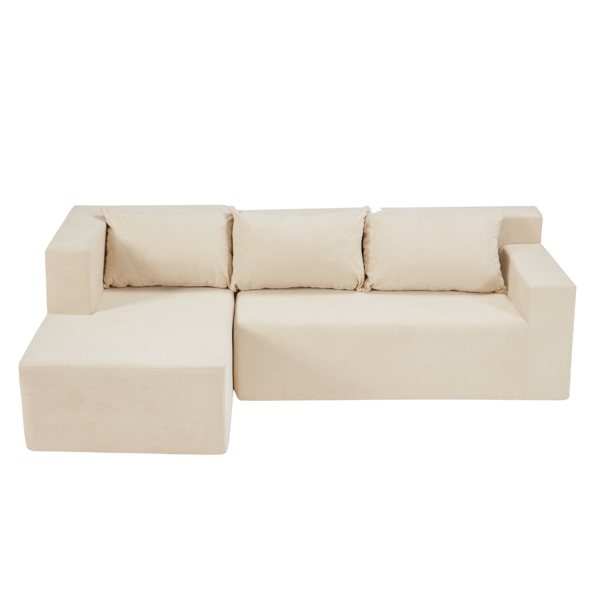 Sectional Couch Covers L Shape Sofa Covers, 2 Pcs Anti Slip Sofa For 3 3 Seaters Chaise Cushion Couch With Pillowcases, Living Room Foam Sofa Free Installation Khaki Canvas 3 Seat