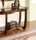 Dark Cherry 1Pc Sofa Table Open Bottom Shelf Glass Insert Top Cocktail Table Living Room Furniture Brown,Cherry Brown Primary Living Space Classic,Contemporary,Luxury,Traditional Rubberwood Open