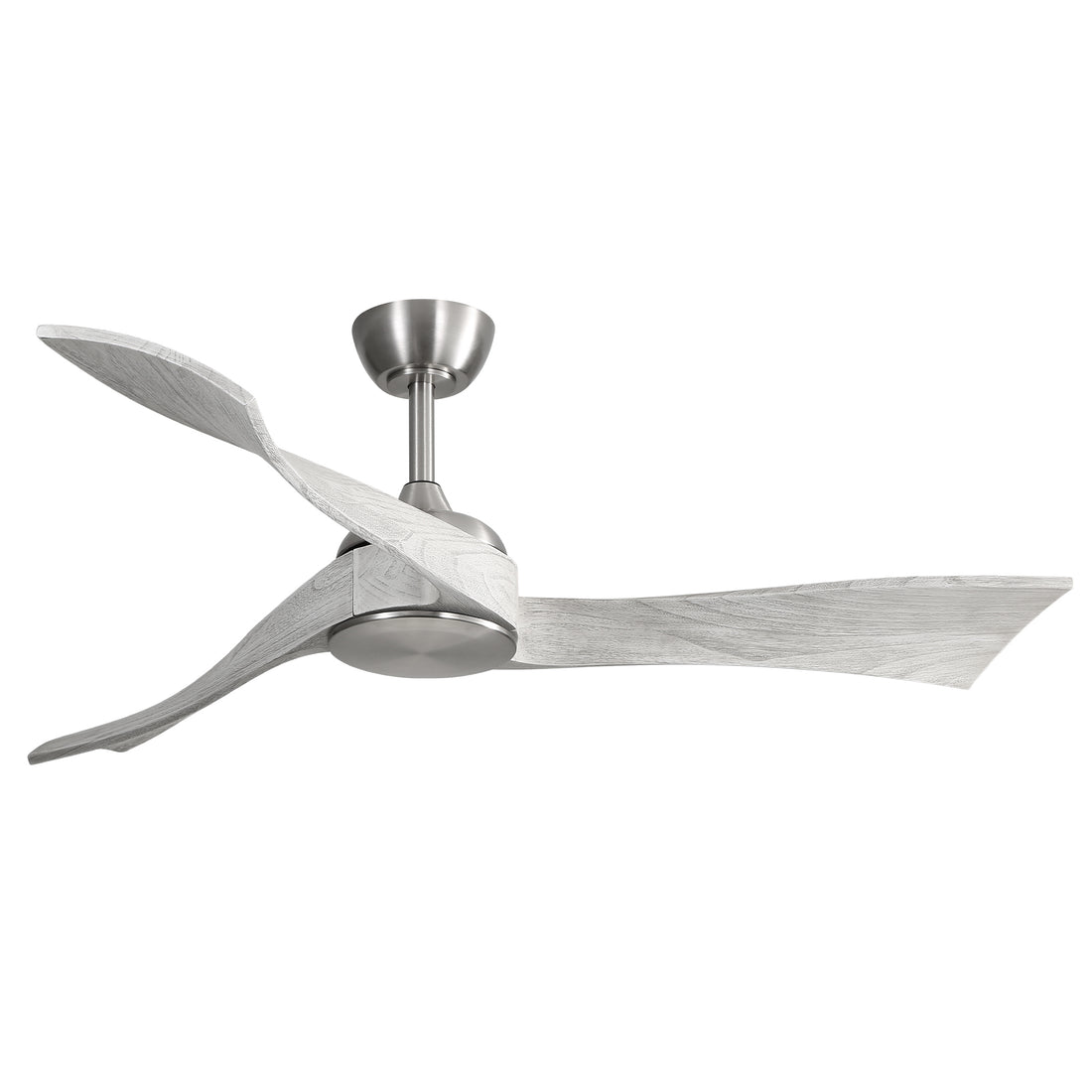 52 Inch Ceiling Fan Without Light 6 Wind Speed Timing Function 3 Solid Wood Blade Reversible Dc Motor Brushed Nickel Metal & Wood