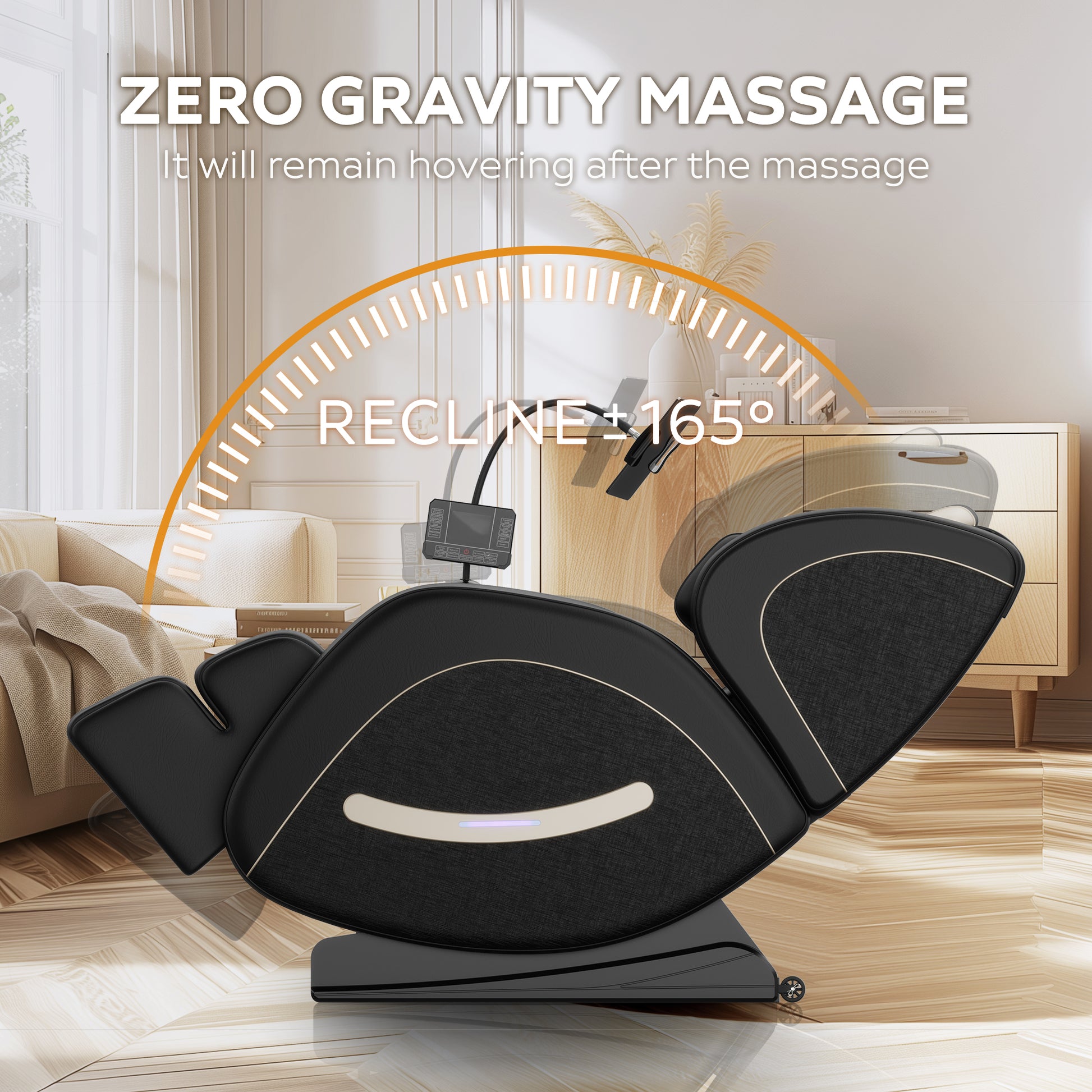 Massage Chair Recliner With Zero Gravity With Full Body Air Pressure Black Pu Leather