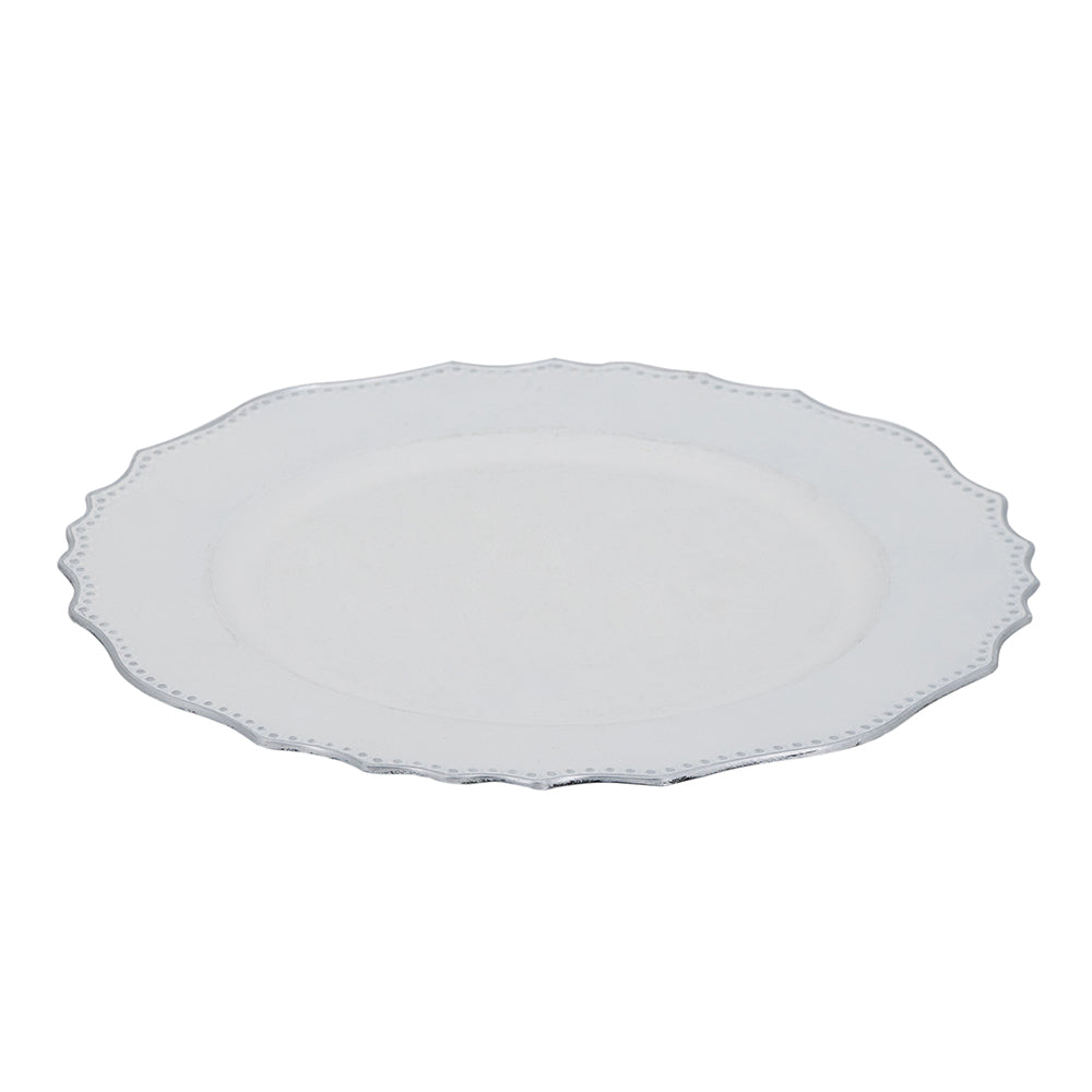 8 Pack Plastic Charger Plate, D13" White Polypropylene