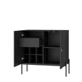 Sideboards Buffets Cabinet Home Coffee Bar Cabinet,With Drawers,2 Cabinets And 6 Bottle Wine Rack For Living Room Or Kitchen Dining Room Home Decor Black Black Mdf