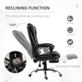 Homcom High Back Ergonomic Executive Office Chair, Pu Leather Computer Chair With Retractable Footrest, Lumbar Support, Padded Headrest And Armrest, Black Black Pu