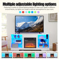 Tv Stand Electric Fireplace Tv Stand With Glass Shelves, 3D Fireplace Tv Stand With Led Lights Wood With Usb Charging Outlet Modern Television Table Center For Tv Up To 32 62