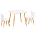 Qaba Wooden Kids Table And Chair Set Ideal For Arts, Meals, Homework, Cute Toddler Activity Table For Age 3 Years , White White Mdf