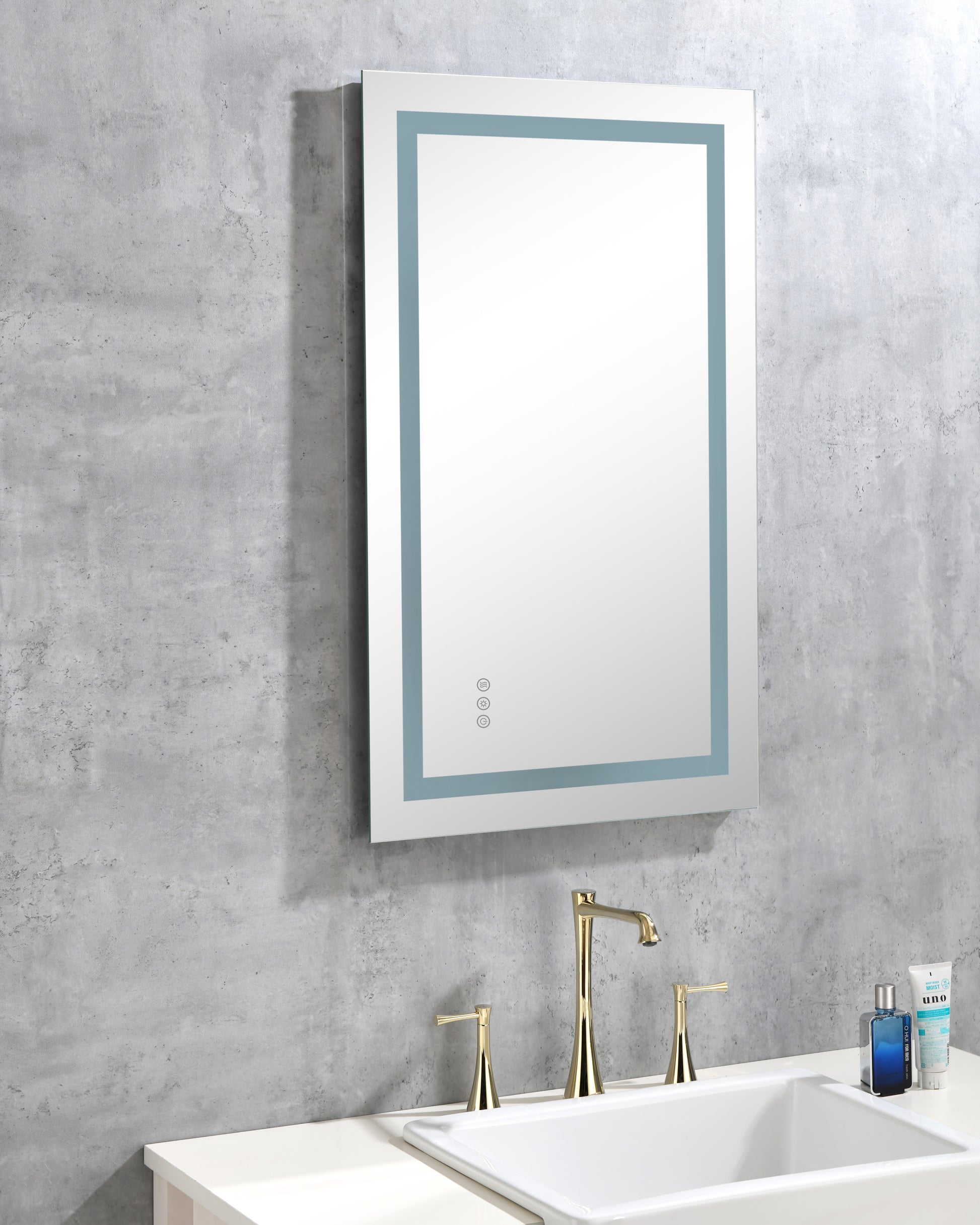 Led Bathroom Mirror 40 "X26" With Front And Backlight, Large Dimmable Wall Mirrors With Anti Fog, Memory, 3 Colors, Led Vanity Mirror White Aluminium