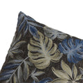 Contemporary Style Leaf Designed Set Of 2 Throw Pillows, Navy Blue Navy Blue Polyester