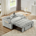 1 Versatile Foldable Sofa Bed In 3 Lengths, Modern Sofa Sofa Sofa Velvet Pull Out Bed, Adjustable Back And With Usb Port And Ashtray And Swivel Phone Stand Grey Gray Eucalyptus Solid Wood Mdf Resin 2 Seat