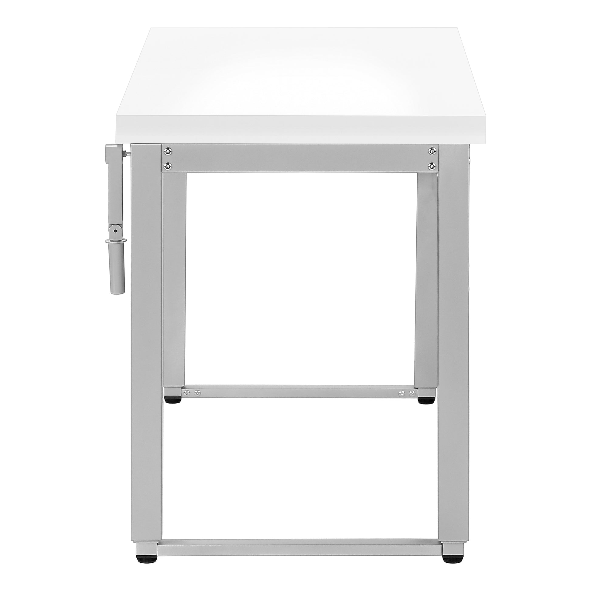 Computer Desk, Home Office, Standing, Adjustable, 48"L, Work, Laptop, White Laminate, Grey Metal, Contemporary, Modern White Particle Board