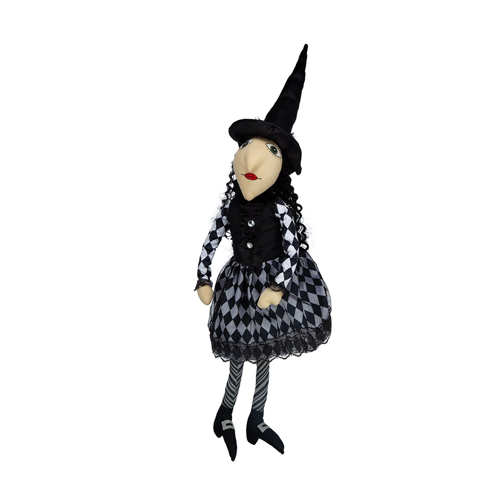 21"H Halloween Sitting Witch Decor Black Polyester