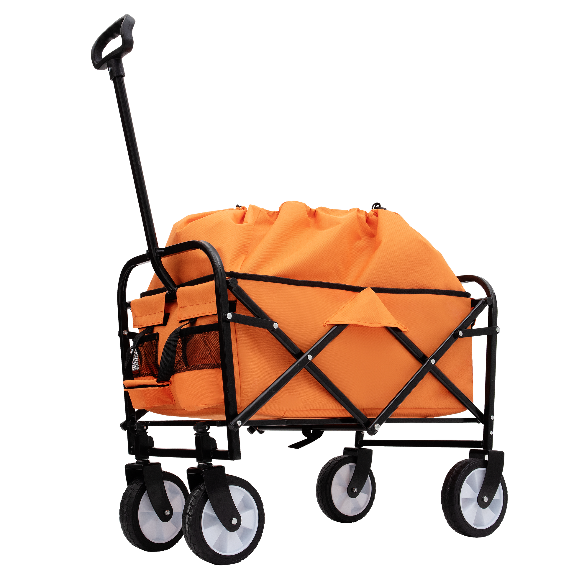 Minimeetall Strap Collapsible Foldable Wagon Cart Beach Wagon Heavy Duty Utility Cart Utility Wagon Grocery Cart For For Camping Shopping Sports Gardeing Fishing Supports 225Lbs Orange Orange Steel