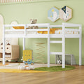 Solid Wooden, Rubber Wooden Twin Loft Bed With Ladder, Bed Platform Of Strengthened Slatswhite Twin White Rubber Wood