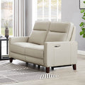 Ashby Power Headrest Zero Gravity Reclining Loveseat Beige Memory Foam Genuine Leather