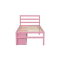 Twin Size Wood Platform Bed With Removable Storage Shelves, Built In Two Storage Drawers For Added Convenience, Pink Twin Pink Wood