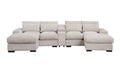 Nyeisha Piece Upholstered Sofa & Chaise Beige Medium Firm Cushion Back U Shaped Square Arms Foam Flannelette 4 Seat