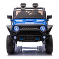 24V Two Seater Kids Ride On Truck Car W Parents Control,200W*2,Seat Width 20.28In,Four Wheel Suspension,Led Lights,Music,Mp3,Bluetooth,Two Independent Seat Belts,Suitable For Off Road For Kids Aged 3 Blue 100 149 Lbs Polypropylene