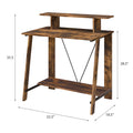 Weathered Oak And Black Writing Desk With Upper Shelf Brown Writting Desk Office Rectangular Wood