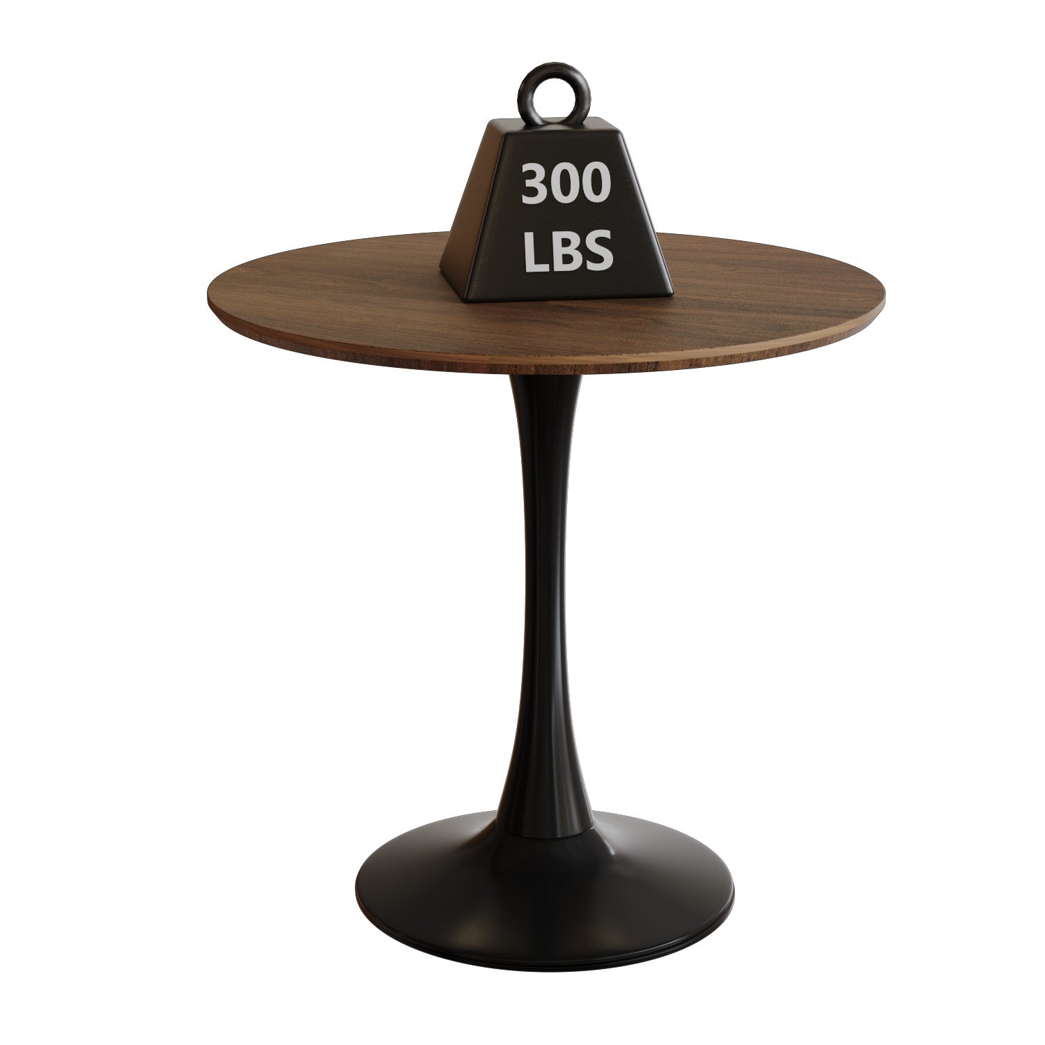 Walnut Color Round Dining Table, 31.5" Tulip Table Kitchen Dining Table 2 4 People With Mdf Table Top & Pedestal Base, Mid Century End Table Leisure Coffee Table Office Living Room Table Walnut Black Mdf