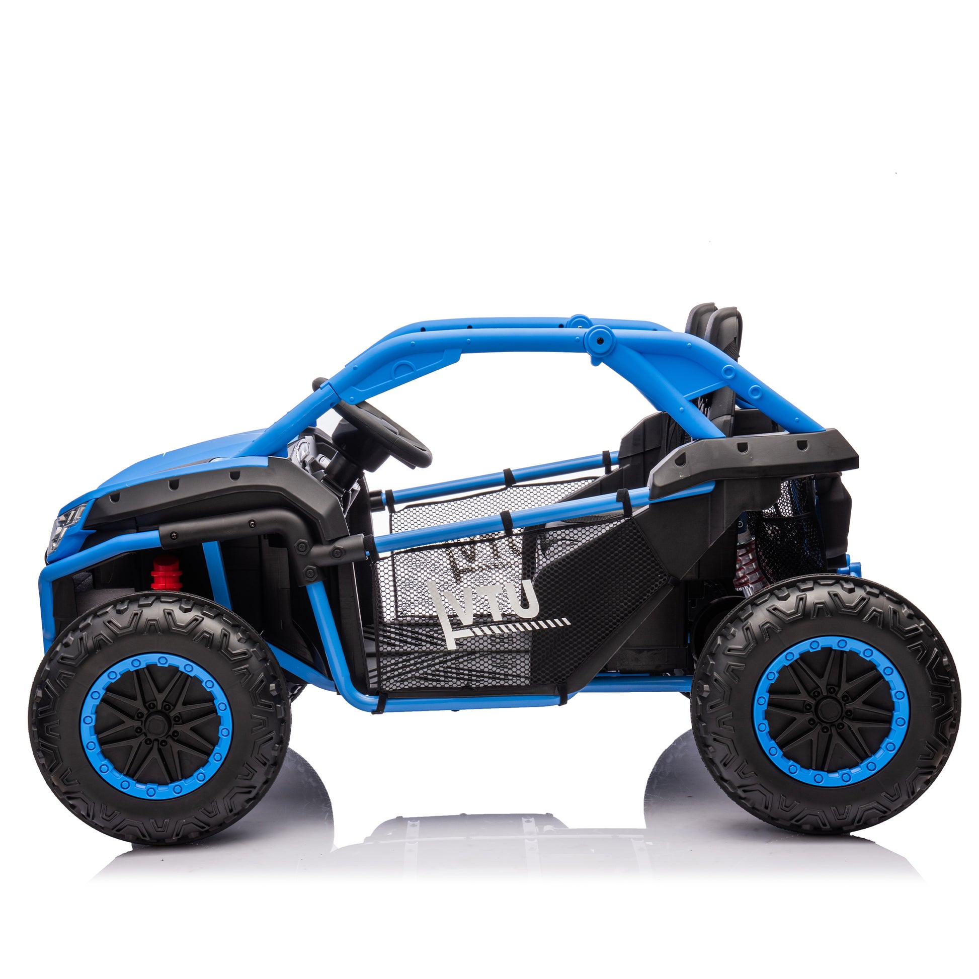 24V Two Seater Kids Ride On Utv W Parents Control,20In Seat Width,400W Super High Power,Four Wheel Suspension,Bluetooth,Mp3,Usb,Led Light,Horn,Rear Storage Space,Speeds 3.73 4.97Mph For Kids Aged 3 . Blue 100 149 Lbs Polypropylene