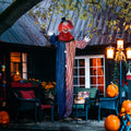 Homcom 6' Life Size Halloween Hanging Clown Decoration, Scary Animatronic Talking Clown With Light Up Eyes And Creepy Sound For Indoor Or Covered Outdoor Porch, Battery Operated Halloween Prop Multicolor Polyester