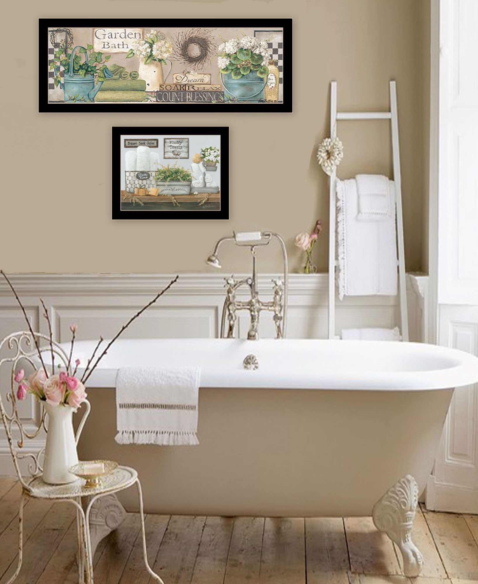 "Bath Time Dream, Soak And Relax" Framed Wall Art For Living Room, Wall Art Print For Home Decor, Bedroom Wall Art By Pam Britton Multicolor Wood Paper