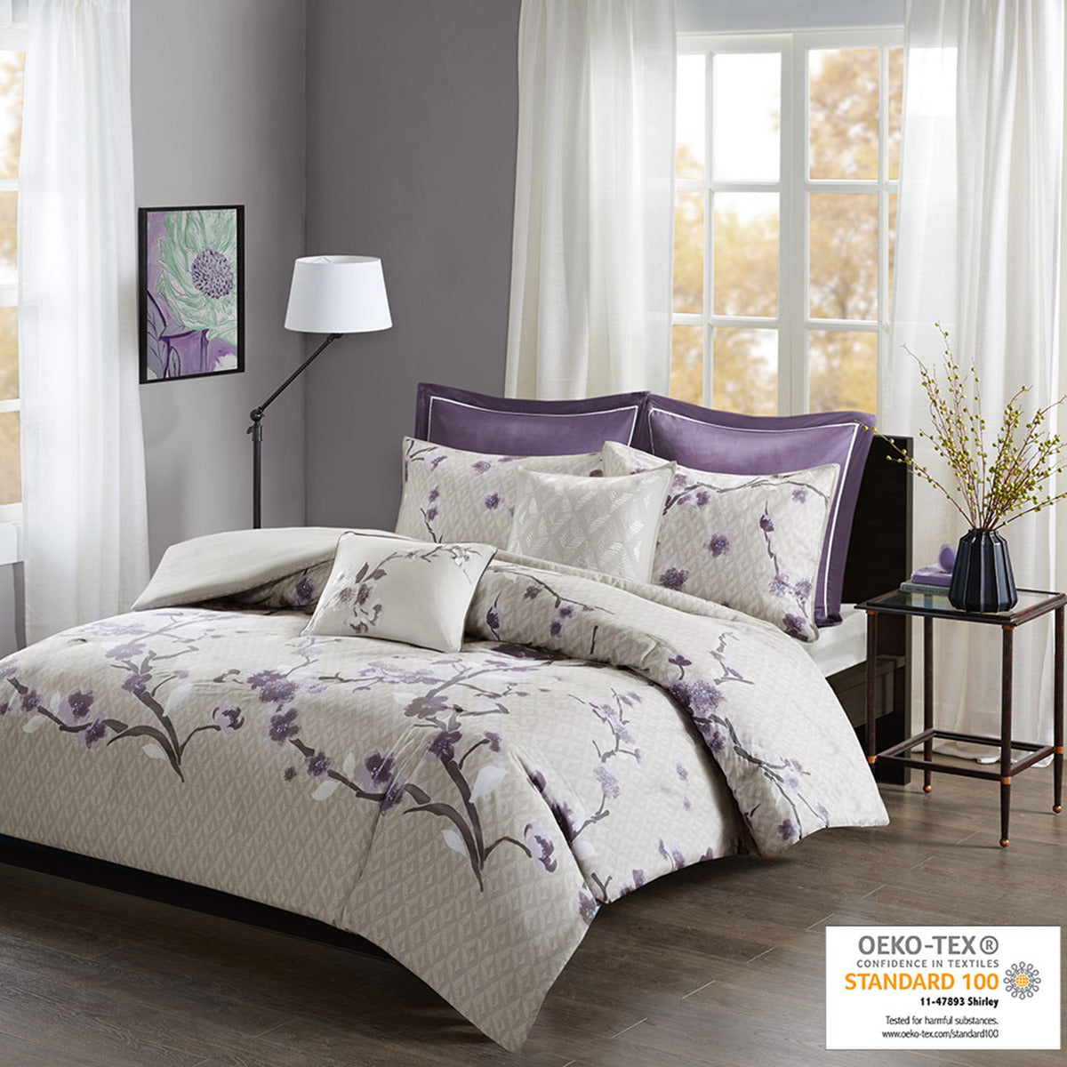 7 Piece Cotton Duvet Cover Set Queen Multicolor Polyester