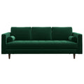 Catherine Sofa Dark Green,Wood Brown Linen Wood Primary Living Space Pillow Back Linen,Solid Wood 3 Seat